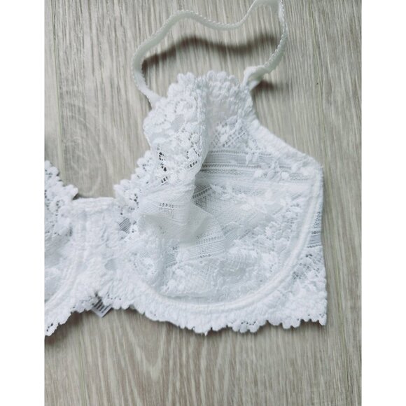 Wacoal Embrace Lace Lot Of 2 Blue White Unlined Underwire Floral Bra 34D - Picture 6 of 12